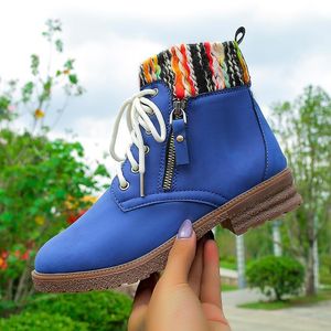 2020 새로운 스타일 모든 크기의 두꺼운 발 뒤꿈치 따뜻한 레이디 발목 부츠 가죽 부팅 레이디의 신발 Martens Boot Woman
