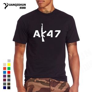 Yuanqisishun楽しいデザインTシャツAK47銃漫画Tシャツファッション16色OネックコットンTシャツKalashnikov AK 47文字プリントメンストリートTEE 0153-C
