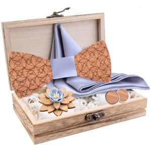 Cravatte Design 100% Legno Uomo Cravatta Classic Business Fiocco in legno Fazzoletto Spilla Polsino Set Completo per cravatta da sposa Vendita di fabbrica1