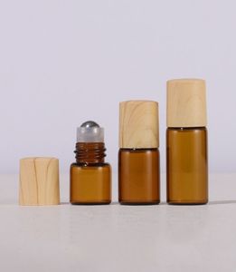 Parfüm-Rollenflasche für ätherische Öle, 1 ml, 2 ml, 3 ml, 5 ml, klare, bernsteinfarbene Edelstahl-Rollerkugel-Glasflaschen mit Kunststoffkappe