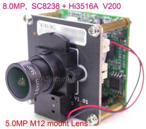 Caméra Lans achat en gros de Caméras mp MP K H IPC SmartSens SC8238 CMOS Sensor HI3516A V200 IP CCTV Caméra PCB Module de carte PCB Câble LAN M12 Lens