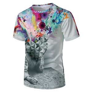 Męskie koszulki 3D Printing Summer Tshirt swobodny krótki rękawo-moda Splash Ink Zaawansowana kolorowa koszulka