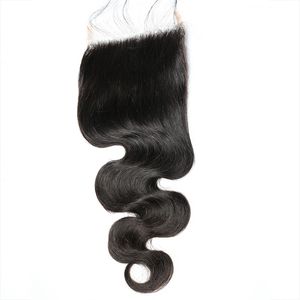 5x5 Body wave HD chiusura in pizzo Capelli umani brasiliani vergini Chiusura centrale in tre parti libera Colore naturale