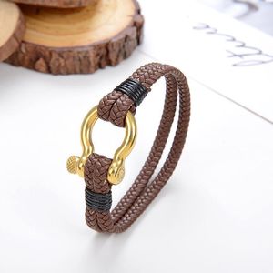 Gioielli da donna Bracciale da uomo Bracciale in pelle con catena in corda Acciaio inossidabile Sopravvivenza a vela Catena a corda spessa Estate sty1