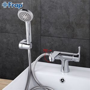 Frap 1 set Classic Style bathroom Basin Faucet with Hand Shower Cold and Hot Water Mixer bathtub faucets 75 Degree Switch F1252 LJ201212