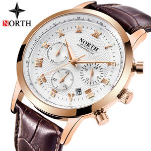 Mens Watches Luxury Chronograph Quartz Watch Men Leather Strap Auto Date Fashion Casual Sport Military Wristatches