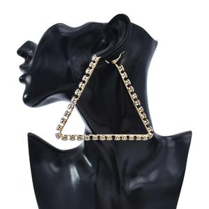 Fashion Simple Metal Crystal Earrings Fashion Big Triangle Heart Geometric Earrings Women Party Jewelry Gifts
