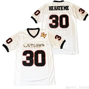 barato camisa de futebol americano OUTLAWS LASVEGAS 30 ele me odeia jerseys Bordado Hip hop frouxo branco 2020