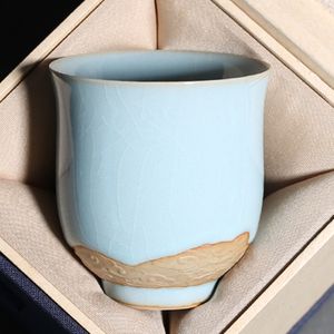 Relief Ru Kiln Tea Cup Tazza singola per uso domestico 100 ml Decorazioni per la casa Tazza da tè in ceramica Master Glassa