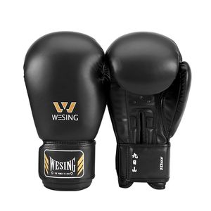 Wesing Professional Boxing Gloves Sanda Training Competition Adult Punching Mitts Black Luva Muay Thai Guantes De Boxeo 220222