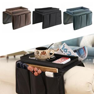 Sofa-Armlehnen-Organizer mit 4 Taschen und Getränkehalter-Tablett, Couch-Sessel-Hänge-Aufbewahrungstasche für TV-Fernbedienung, Handy-Taschen