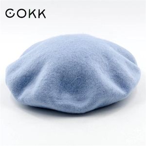 COKK Lady Beret Winter Cappelli di lana lavorati a maglia con fodera Brand New Arrival Good Quality Beanie Berets Hat per le donne Boina Y201024