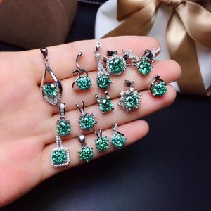 Зеленый ожерелье Gemstone Простейшим стиль стерлингового серебра 925, ожерелье Классический дизайн девушки