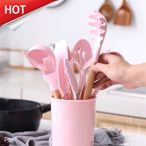 Set da cucina in silicone da 11/12 pezzi con scatola portaoggetti Set di utensili da cucina Pale antiaderenti Spatola Utensili da cucina resistenti al calore Regalo 201223