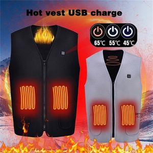 Beheizte Weste Waschbare USB-Aufladung elektrischer beheizter Jacke-Steuerungstemperatur im Freien Camping Wandern Mann Jagdheizte Jacke 201214