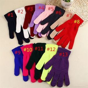 Na moda Inverno Malha luvas de dedos Homens Mulheres completa luva mágica Knitting Mittens 13 doces colorem Luvas exteriores à prova de vento Grosso Luva Mitts