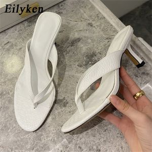 Eileken ny varumärkes sommaren utomhus sandal slip på flip flop damer tunna höga klackar glider eleganta kvinnaskor y200423 gai gai gai gai