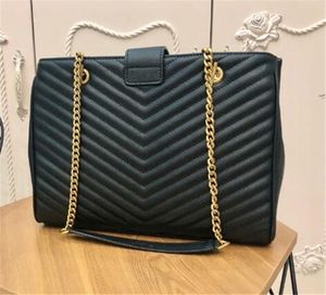 New Classic 32CM X Large Jumbo Women Bag Real Leather V Shape Bags Quilted Double Flaps Shoulder Chain Bag Shopping bags Messenger Handbag