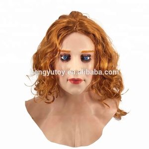 Halloween Latex Maske Echte Scharlachrote Frau Gesicht Crossdressing Sissy Y200103