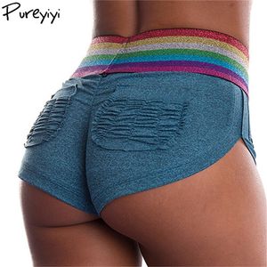 Pantaloncini sportivi per le donne Sexy Mini Short Viola Blu Colori Pantaloncini sportivi da donna Palestra Allenamento Pantaloncini estivi Donna Dropshipping T200501