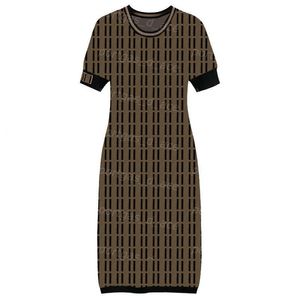 Letters Knit Dress Summer Short Sleeve Hip Cover Dress for Women Street Style Holiday Knitted Dresses