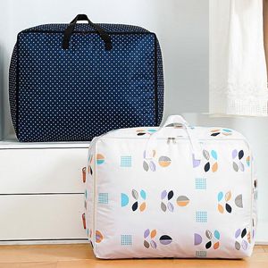 Oxford Cloth Quilt Storage Bag Cartoon Printed Wardrobe Clothing Organizer Travel Large Waterproof Dust-Proof Moving Luggage Bags