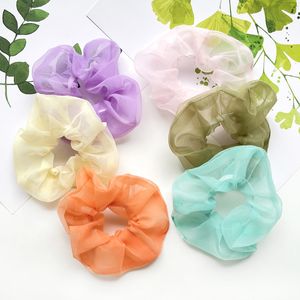 Temperament Mesh Hairbands Rubber Band Korean solid color large intestine hair ring Scrunchy Accessories M4059