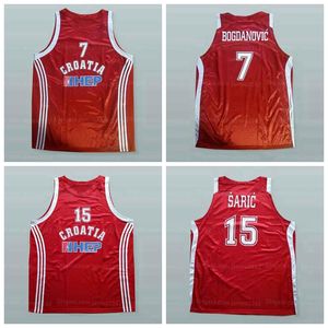 Benutzerdefiniertes Bojan Bogdanovic #7 Dario Saric #15 Basketballtrikot für Herren, genäht, Rot, beliebiger Name, Nummer, Größe S-4XL