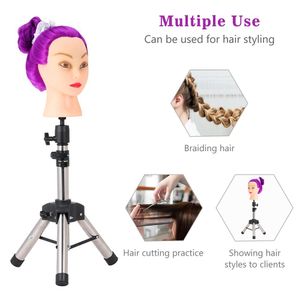 Metal Tripod Stand with Thick Leg Block Head Tripod Cosmetology Training Doll Head Stand Mannequin Head Tripod Wig Stand