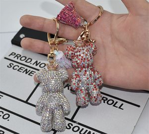 18 colori Rhinestone Full Rhinestone Diamond Cartoon Orso Crystal Porta del portachiavi a sospensione Borsa da donna Catena di San Valentino Regalo San Valentino