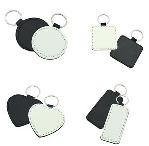 DHL Sublimation Key Chain Blank PU Leather Keychain Pendant Hot Transfer Printing Key Ring Single-Sided Printed Pendants DIY Strip 4 Styles