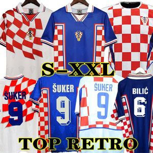 Retrô 1998 Croácia Suker Jersey Soccer Home Away Jersey Camisas 2002 Croatia Stanic Prosinecki Boban Bilic Jarni