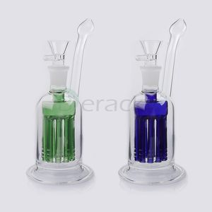 Neue 10-Arm-Baum-Perc-Glas-Wasserbong-Dab-Rigs mit 18-mm-Glasschüssel, blau-grüne berauschende Glas-Wasserpfeifen-Rigs zum Rauchen