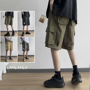 Mens Shorts 2022 Summer Techwear Hong Kong Style Students Handsome Straight Fifth Pants Korean Trend Loose Baggy Casual Trouser