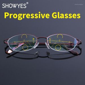 Okulary przeciwsłoneczne Wysokiej Jakości Progresywne Okulary Czytanie Damskie Damskie czytnik obiektywu Dotychczasowe Dotychczasowe Eyeglasses Half Frame Presbyopia 8892P1