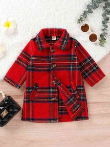 Baby Tartan Slant Pockets Coat SHE