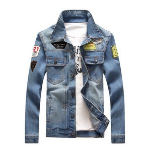 Männer Denim Jacke Casual Slim Jean Jacke Mantel Outdoor Mode Herbst Langarm Jacke Masculino Outwear Patchwork M-4XL 201028