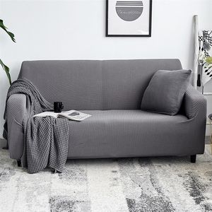 Cor sólida de veludo engrossar sofá copas elásticos capa de tricô para sala de estar Universal Seção Slipcover 1/2/3/4 Seater LJ201216
