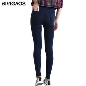 Bivigaos Kvinnor Jeans Leggings Casual Fashion Skinny Slim Tvättade Jeggings Tunna Hög Elastiska Denim Legging Penna Byxor För Kvinnor 201027