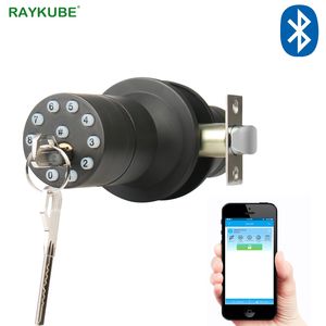 RAYKUBE Bluetooth Digital Door Lock - Keyless Entry, Waterproof IP65, Smart App Control, Live Security Monitoring.