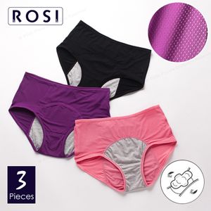 3pcs Panties per periodo mestruale da donna grande Plus Size Leak Proof SudPantage Femminile Abbigliamento in vita alta Abbigliamento Signore 4xL 5XL Lingerie LJ200822