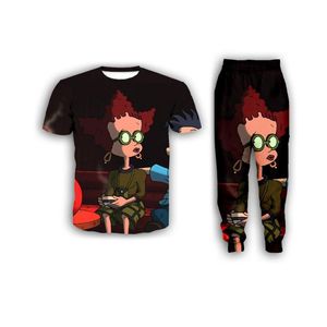 Новая мода Женщины / Mens Мультфильм Rugrats в Париже Смешные 3d печати T-Shirt / Jogger Брюки / Casusal Tracksuit Наборы K14