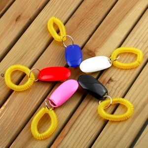 Dog Training Obedience Supplies Pet Home Garden Button Clicker Sound Trainer With Wrist Band Aid Guide Click Tool Dogs 11 Colors BBB14370