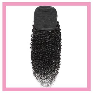 kinky Ponytails 8-24inch Indian Human Extensions Pony tail Kinky Curly Hair Products Natural Color Black