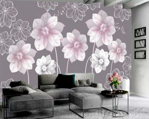 Custom 3d blomma tapet rosa känsliga blommor 3d tapet romantisk blomma dekorativa silke levande 3d tapeter