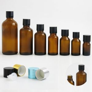 Förderung!! 20 x bernsteinfarbene ätherische Öl-Kräuterflaschen 10 ml, 20 ml, 30 ml, 50 ml, 100 ml, Braunglas-Kosmetikflasche mit Aluminium-Schraubverschluss