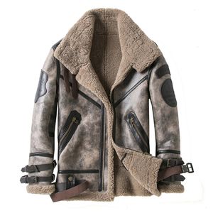 Moda 100% di qualità vera pelliccia di montone da uomo cappotto genuino pieno di pelle di pecora shearling maschile giacca invernale marrone uomo pelliccia outwear LJ201030