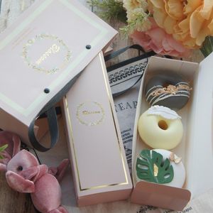 Gift Wrap 10 Boxes 5 Bag Set Gold Light Pink Garland Design Paper Box Cookie Candy Macaron Birthday Wedding Favor Packaging Use1