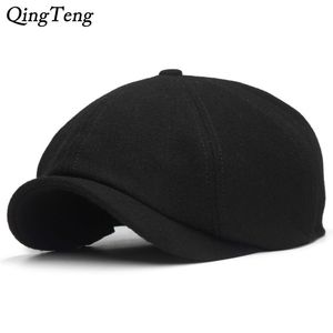 Dois tamanhos sólidos preto vintage homens homólogas berets lã beret chapéu francês pico caps feminino casual newsboy boné lã hera boinas y200110