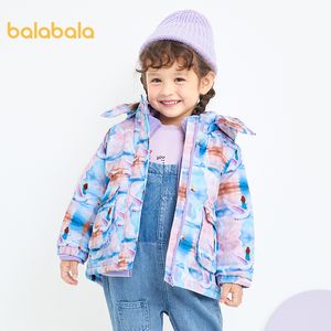 Balabala 소녀 2 피스 재킷 2020 가을과 겨울 새로운 인쇄 자켓 편안하고 따뜻한 코트 LJ201126